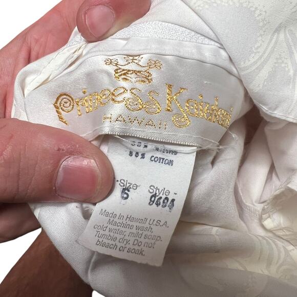 VINTAGE Rare Princess Kaiulani Hawaiian Maxi Princess Dress White Wedding Size 6 - Picture 5 of 6